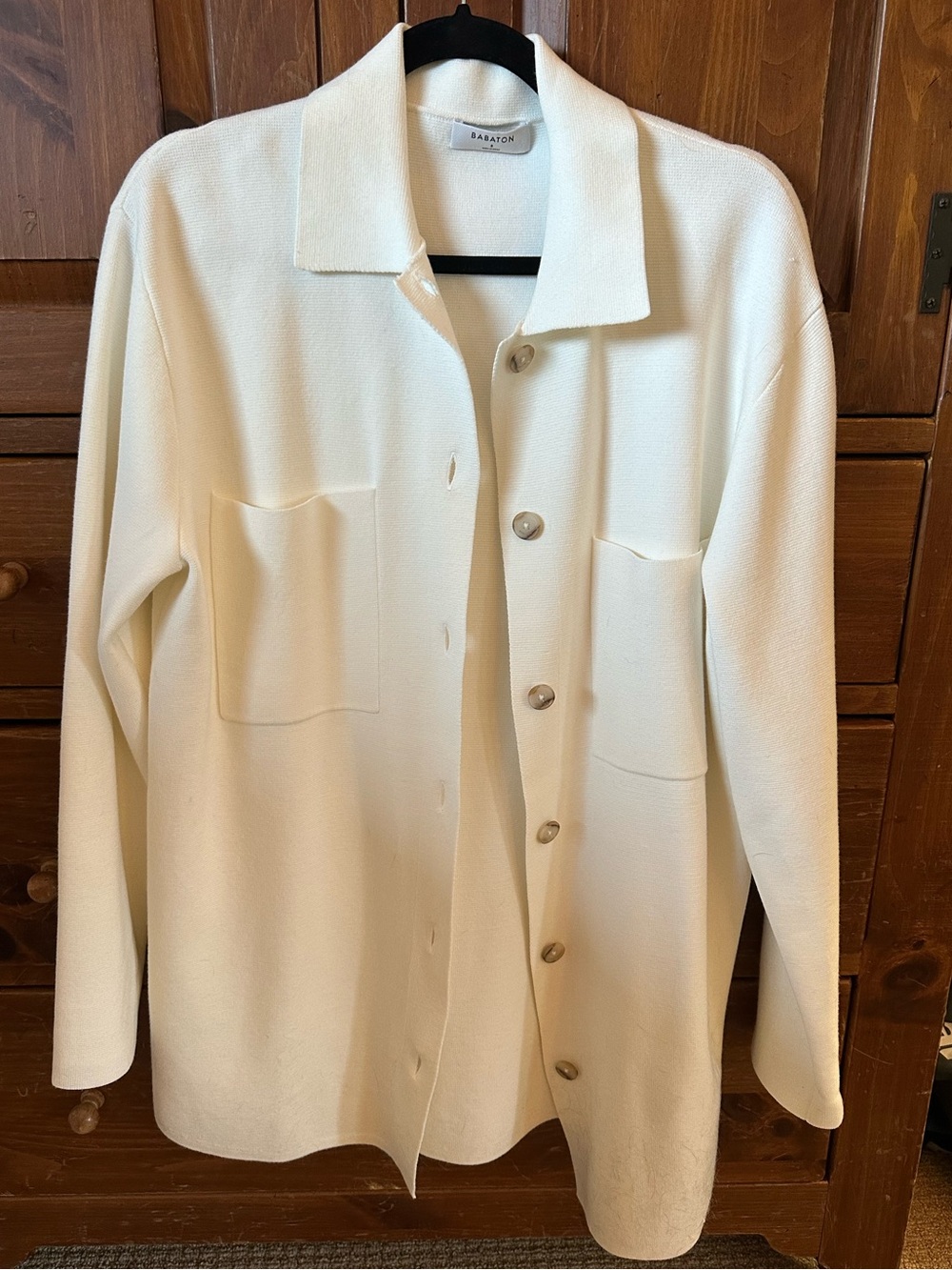 Aritzia Cream Button-Front Oversized Blazer Jacket